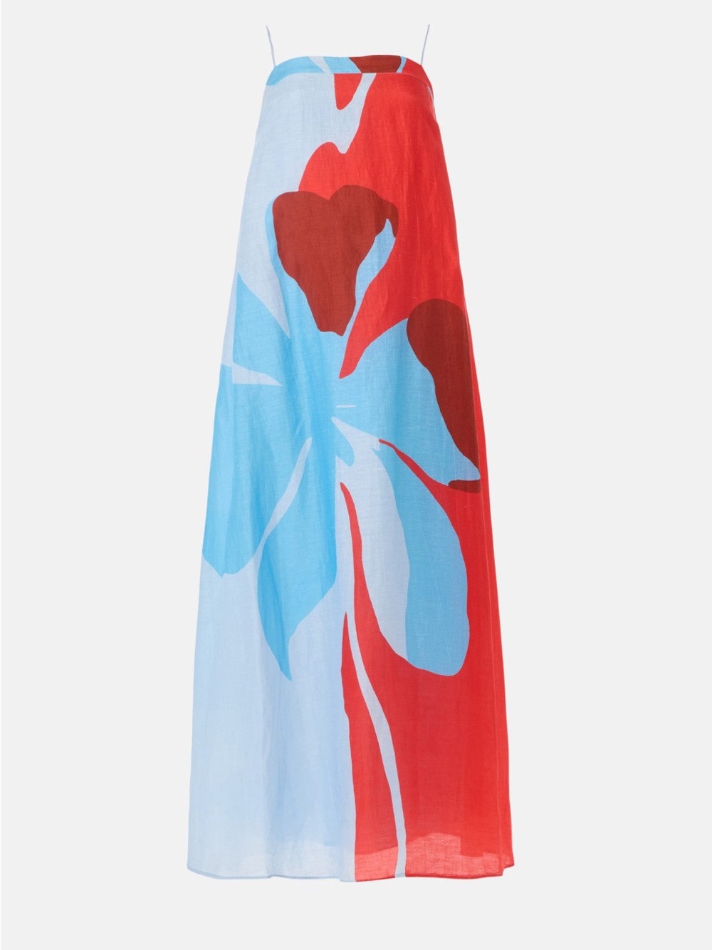 Red & Light Blue Floral Midi Dress - Unbranded